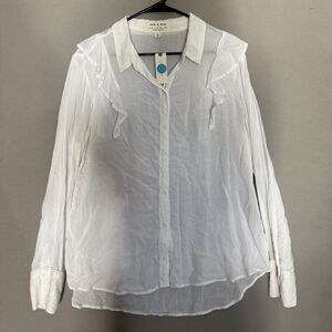 Anthropologie Cloth & Stone White Extra Large Ruffle Shoulder Blouse Boho NWT